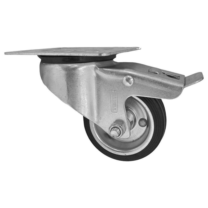 Rodo de Hule 3 1/8 Plg Soporta 70 Kg con Placa y Freno