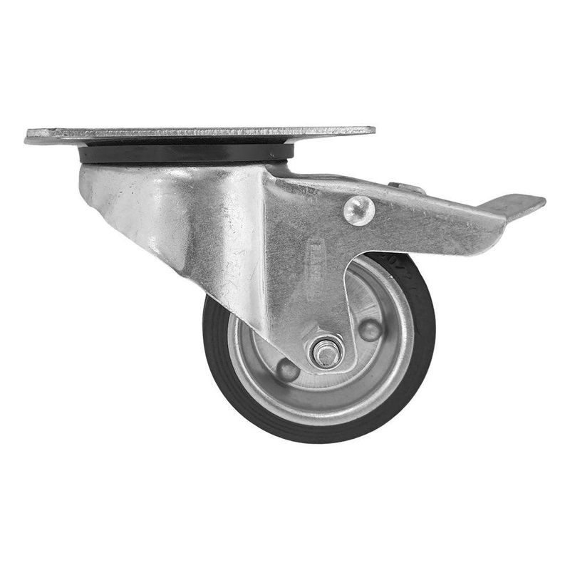 Rodo de Hule 3 1/8 Plg Soporta 70 Kg con Placa y Freno