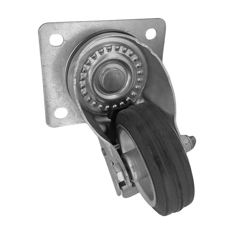Rodo de Hule 3 1/8 Plg Soporta 70 Kg con Placa y Freno