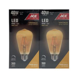 Bombilla LED Filamento ST64 E27 4 W Ámbar 2 Pzas