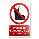 Rótulo de Prohibido Comer o Beber 12 x 18 Cm