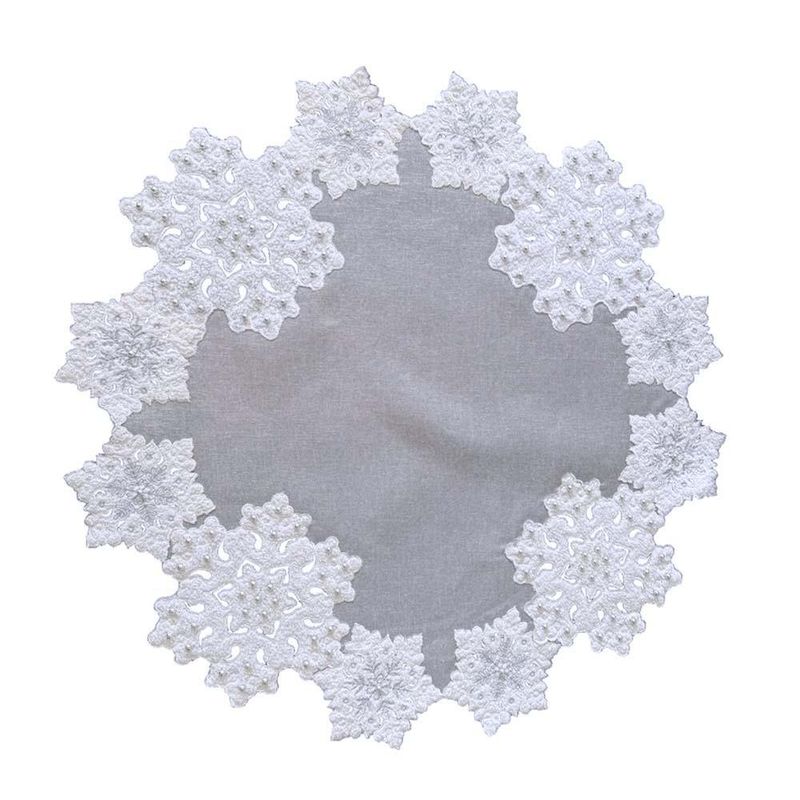 Mantel Redondo con Diseño de Copos de Nieve