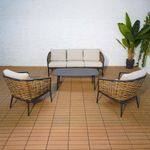 Set de 4 Muebles para Exterior Noah Beige Tipo Rattan
