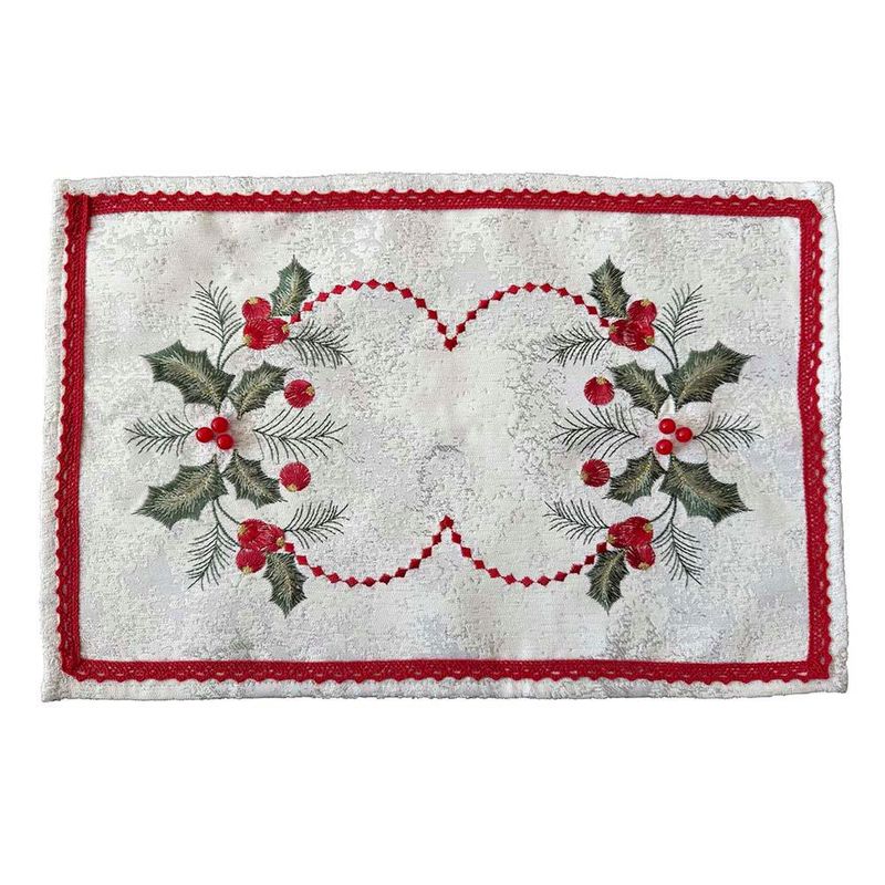 Individual Navideño Muerdago Beige 30x45 Cm