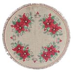 Mantel Redondo con Diseño de Flores de Pascua