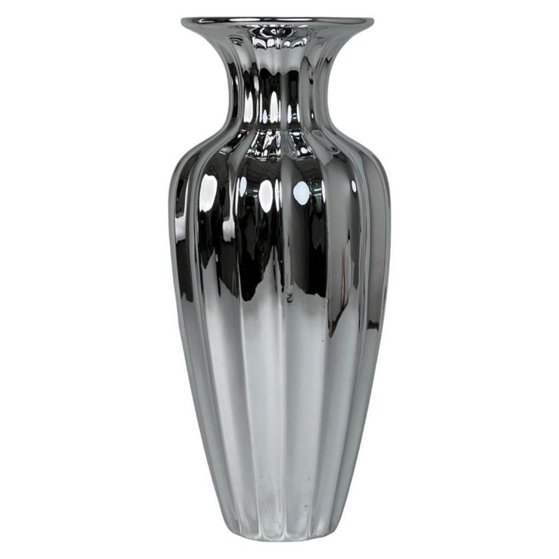 Florero Decorativo Metálico Plata 45 Cm