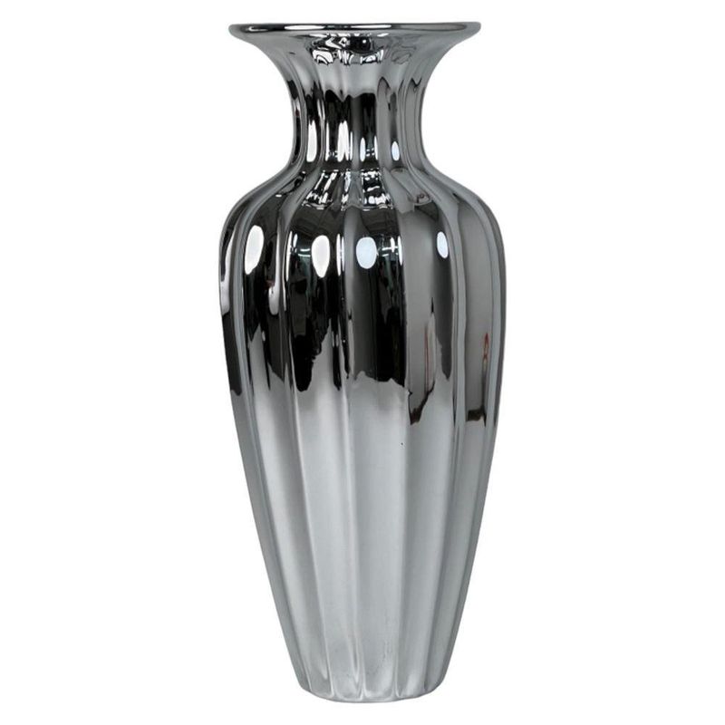 Florero Decorativo Metálico Plata 45 Cm