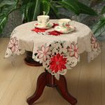 Mantel Cuadrado con Flores de Pascua 83x83 Cm