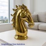 Figura Decorativa Cabeza de Caballo Dorado