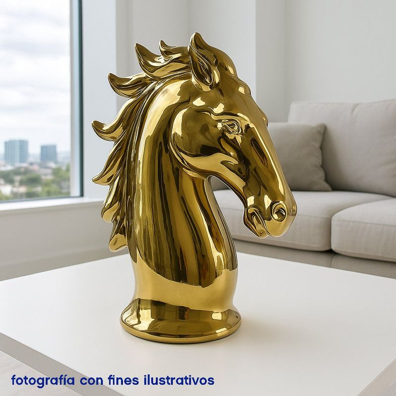 Figura Decorativa Cabeza de Caballo Dorado