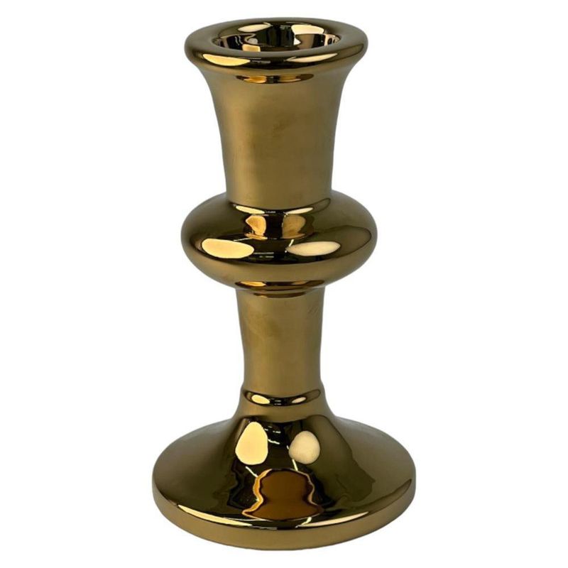 Candelero Decorativo Dorado Cerámica Brillante