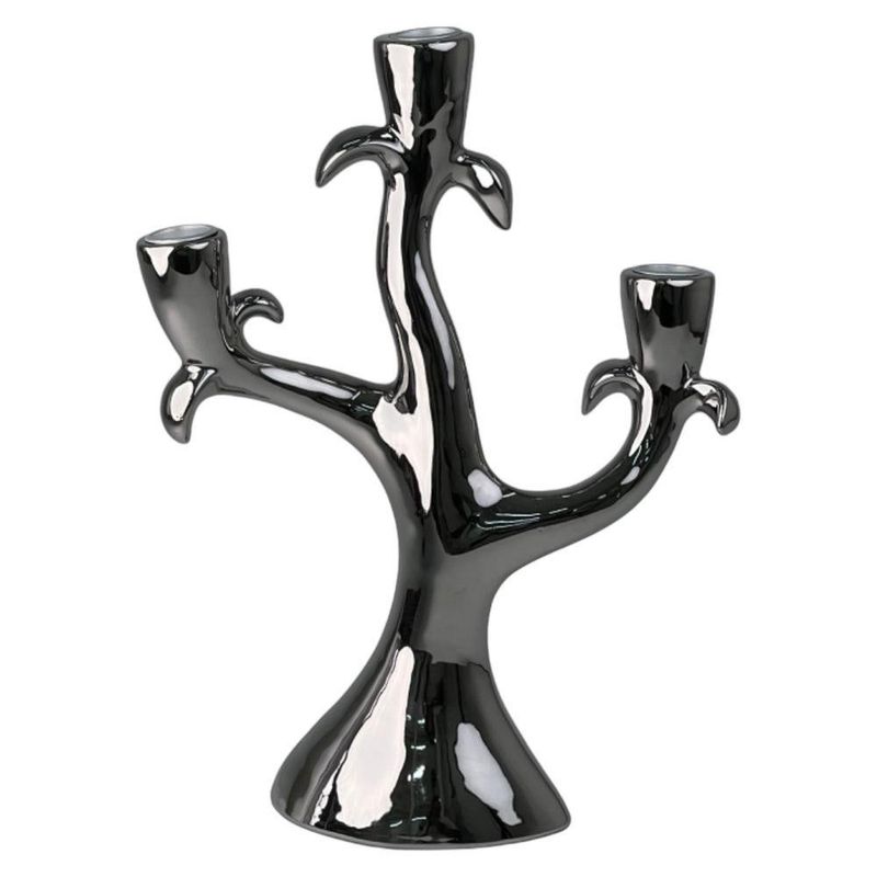 Candelero Decorativo Metálico Cromado 35 Cm
