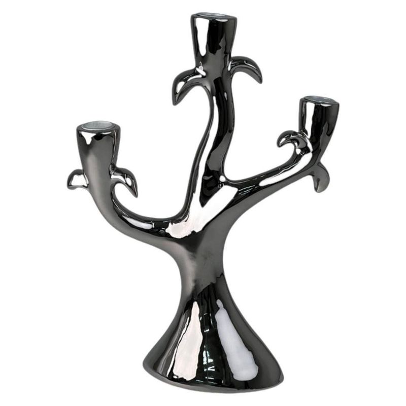 Candelero Decorativo Metálico Cromado 35 Cm