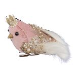 Pájaro Decorativo con Corona Dorado y Blanco