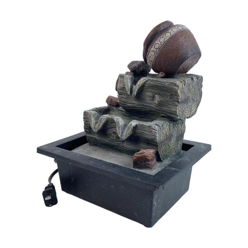 Fuente Decorativa Con Luz Troncos y Vasija 21x26Cm