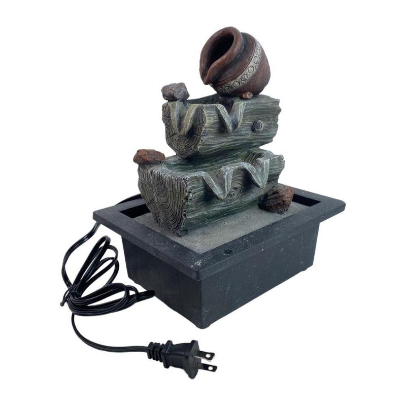 Fuente Decorativa Con Luz Troncos y Vasija 21x26Cm