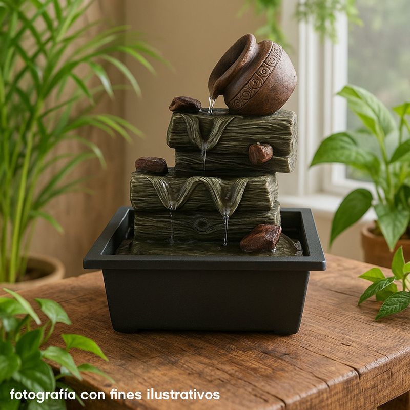 Fuente Decorativa Con Luz Troncos y Vasija 21x26Cm