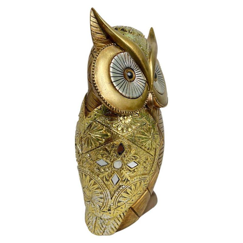 Figura Decorativa Búho Dorado con Relieve
