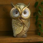 Figura Decorativa Búho Dorado con Relieve
