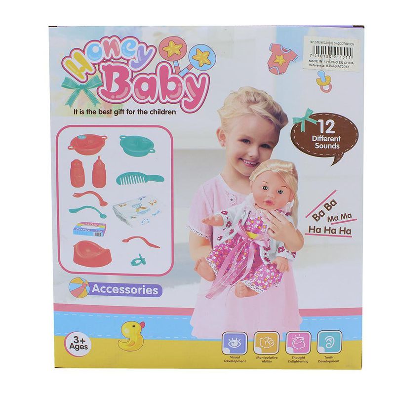 Muñeca Bebé de 14 Plg con Accesorios y Función