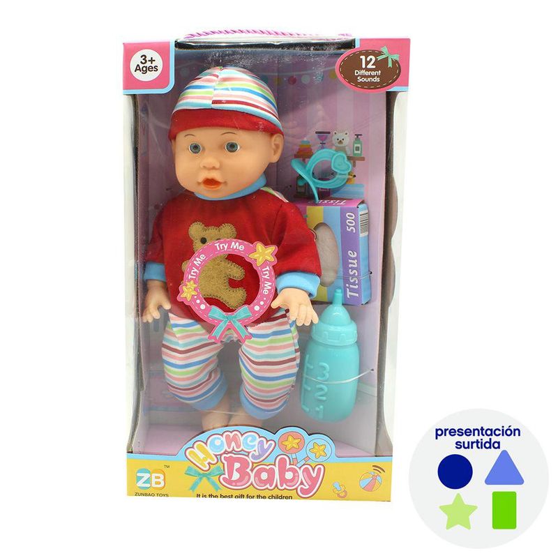 Muñeca Bebé de 14 Plg con Accesorios y Función