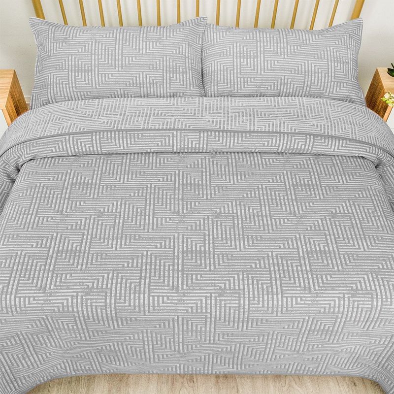 Set Cubrecama King Ramas Líneas Gris/Blanco