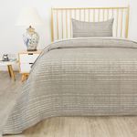 Set Cubrecama Imperial Líneas Beige/Blanco