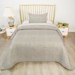 Set Cubrecama Imperial Líneas Beige/Blanco