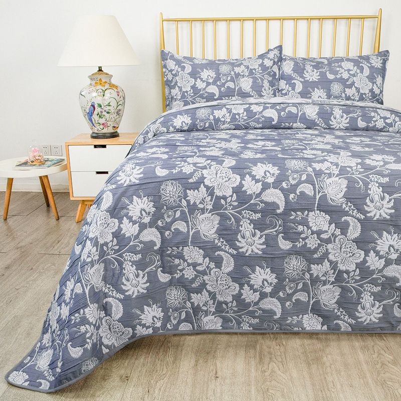 Set Cubrecama King Ramas Dhelia Azul