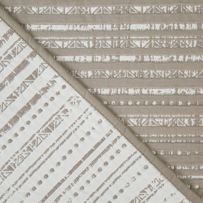 Set Cubrecama Full/Queen Líneas Beige/Blanco