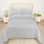 Set Cubrecama Full/Queen Líneas Gris/Blanco