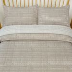 Set Cubrecama Full/Queen Líneas Beige/Blanco