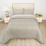 Set Cubrecama King Ramas Líneas Beige/Blanco