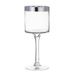 Candelero de Vidrio con Borde Plateado