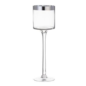 Candelero Tipo Copa con Detalle Plateado