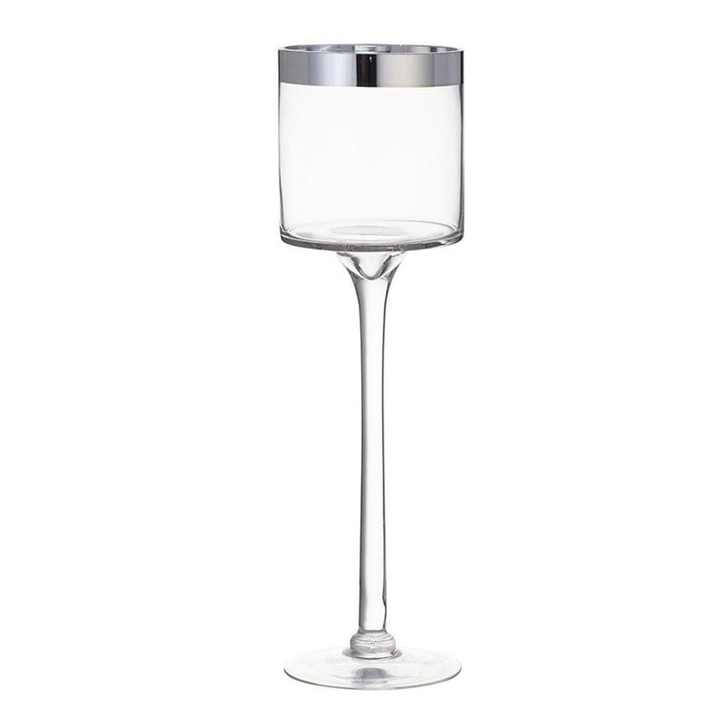 Candelero Tipo Copa con Detalle Plateado