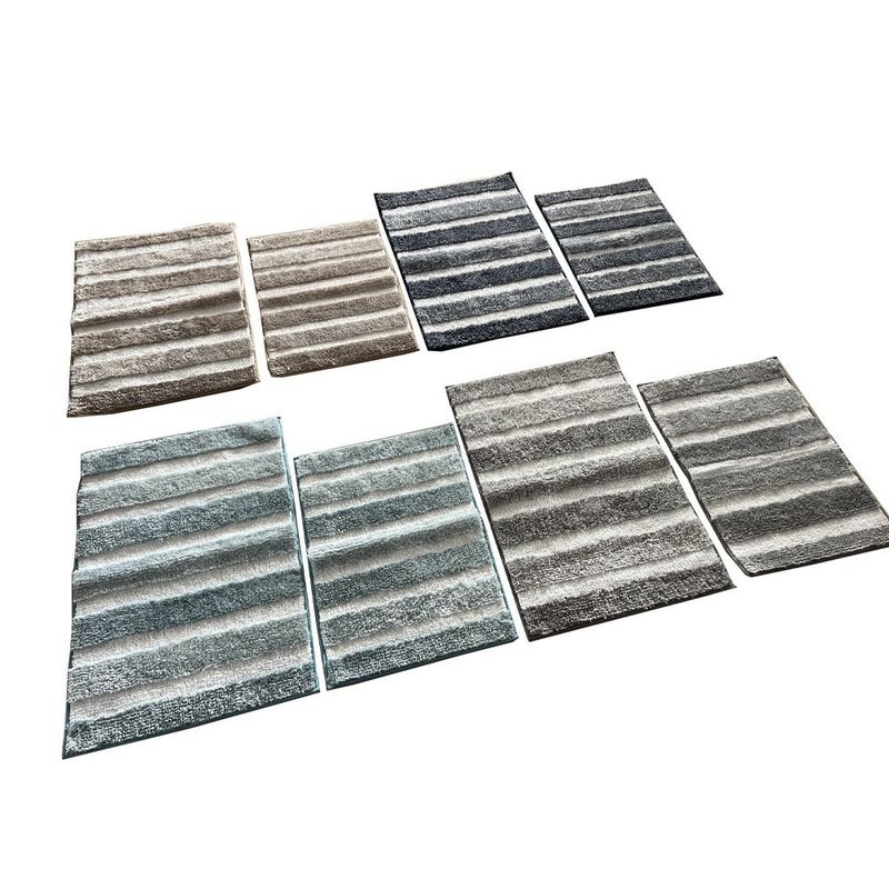 Set de 2 Alfombras de Baño Color Azul con Diseño a Rayas