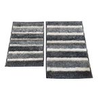 Set de 2 Alfombras de Baño Color Azul con Diseño a Rayas