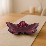 Plato de Vidrio Diseño Mariposa Burgundy