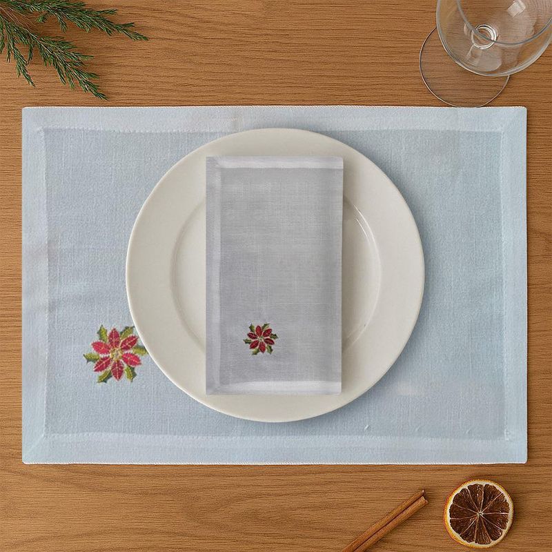 Set 2 Individuales y 2 Servilletas con Flor Navideña