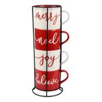 Set 4 Pocillos Navideños con Base Metálica