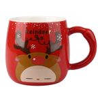 Taza Navideña Roja Diseño Reno