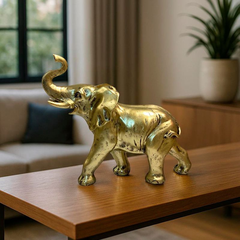 Figura Decorativa Elefante Dorado 25Cm