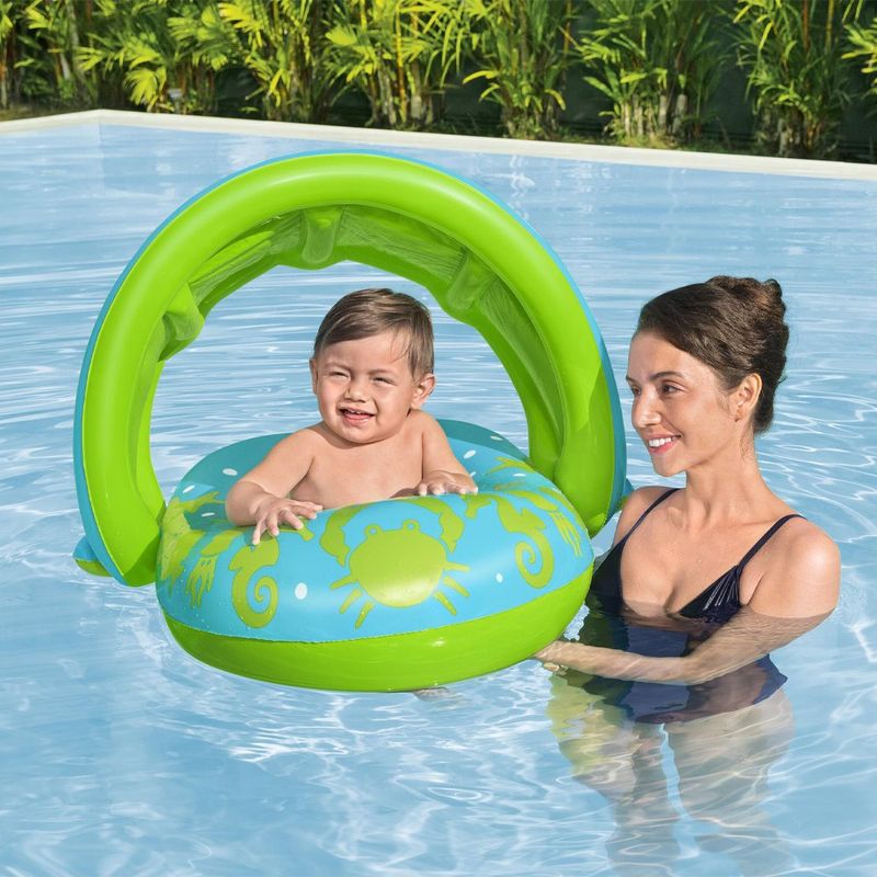 Flotador Inflable para Bebé con Sombrilla y Asiento Seguro Colores Surtidos