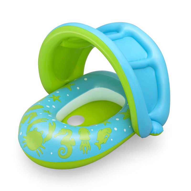 Flotador Inflable para Bebé con Sombrilla y Asiento Seguro Colores Surtidos