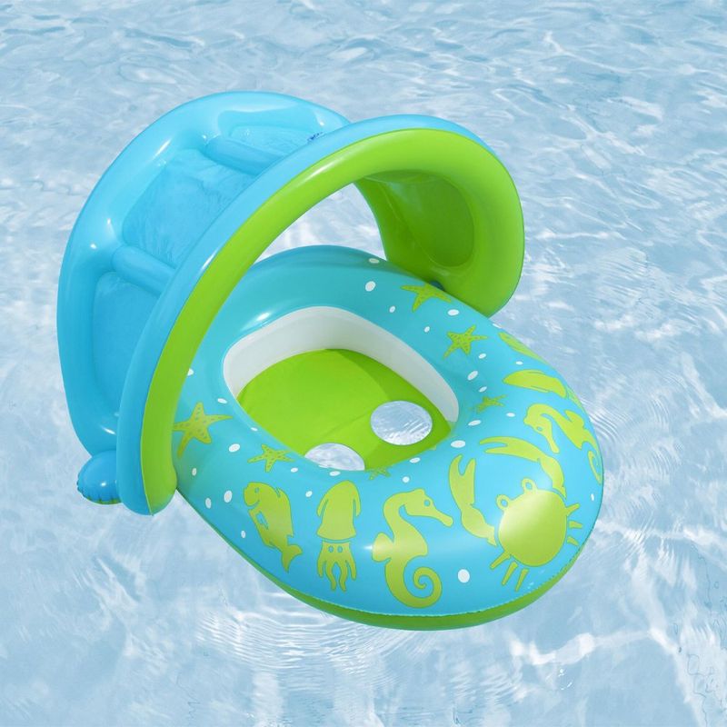 Flotador Inflable para Bebé con Sombrilla y Asiento Seguro Colores Surtidos