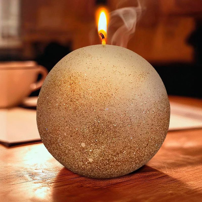 Vela Decorativa Esfera con Brillos Cobre