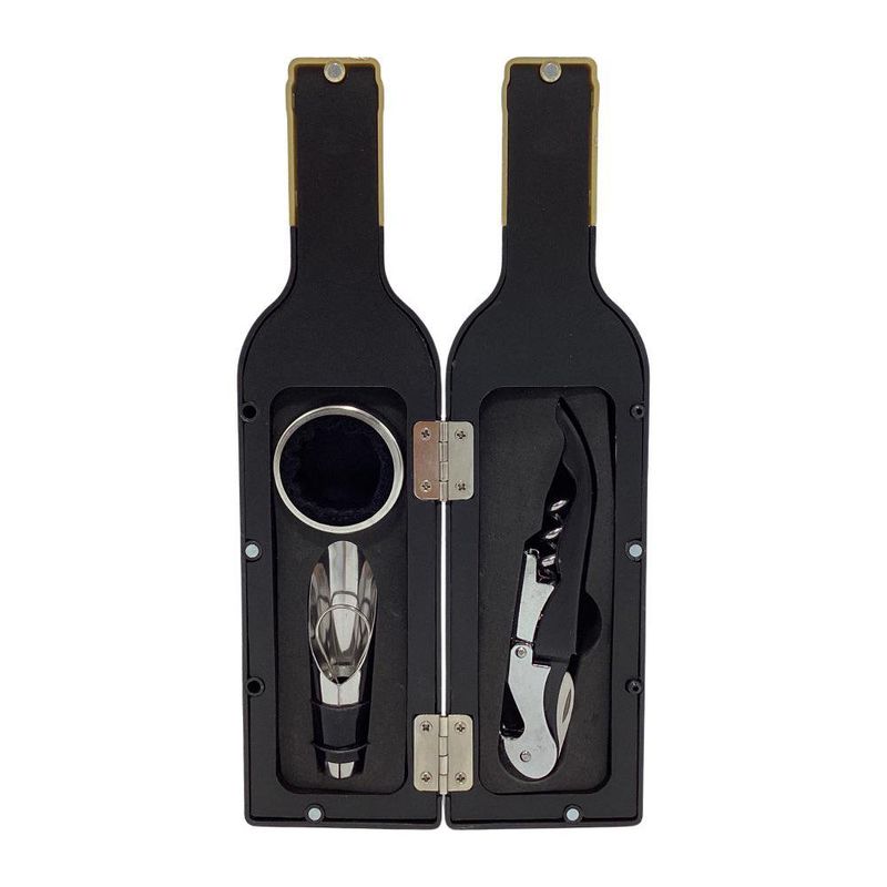 Set de 3 Accesorios para Vino en Estuche Tipo Botella