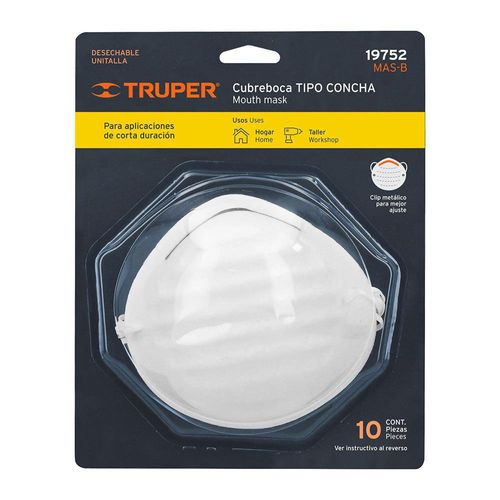Mascarilla Sencilla Tipo Concha para Polvos 10 Pzas