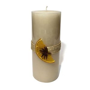Vela Decorativa Pilar con Detalle de Cítrico